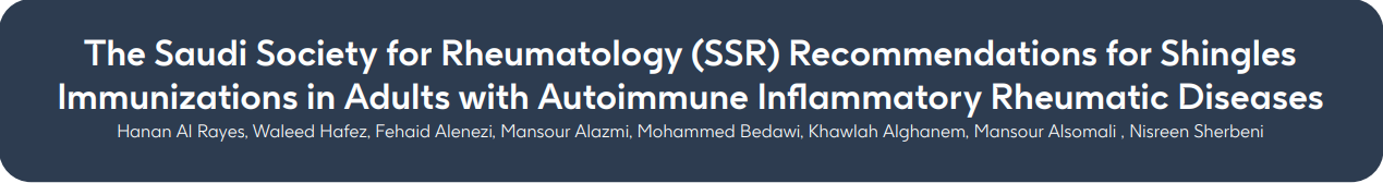 The Saudi Society for Rheumatology (SSR) Recommendations for Shingles Immunizations in Adults with Autoimmune Inflammatory Rheumatic Diseases 